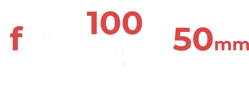 aperture calculation example for f=100mm