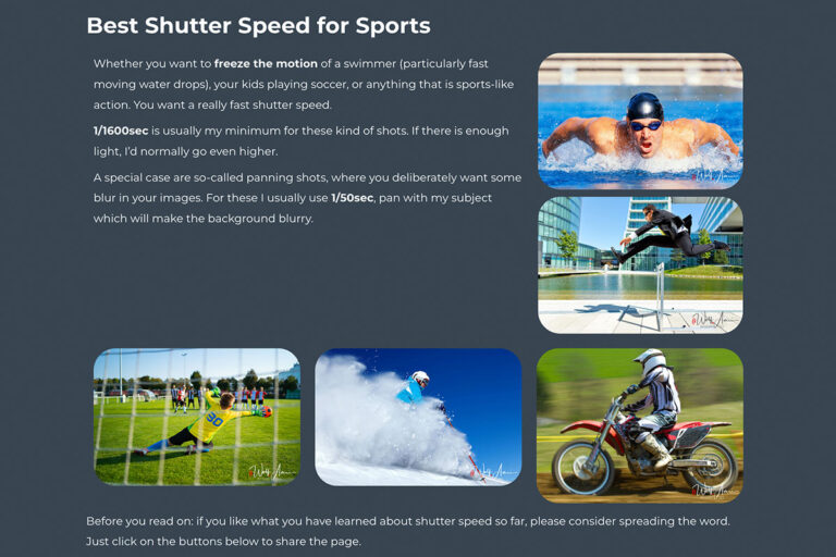 recommended shutter speeds