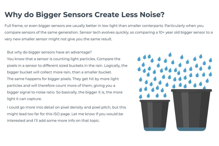 why do bigger camera sensors create less noise?