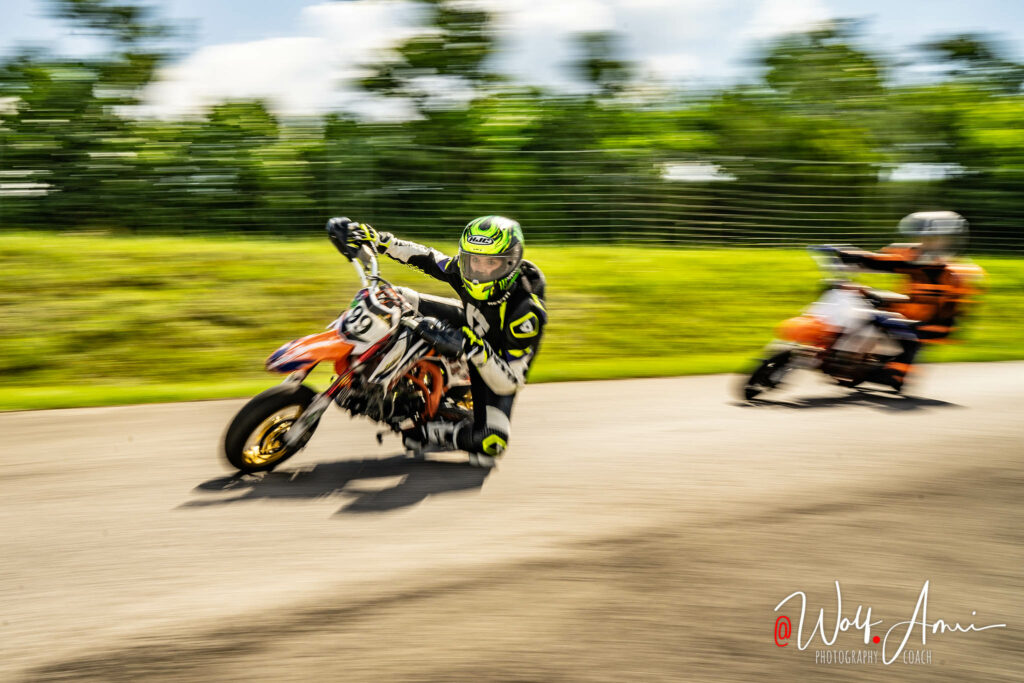 wide angle shot of motorbike race